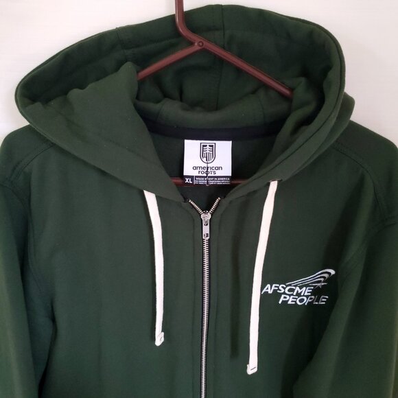 American Roots all American Zip Up Hoodie 100% Cotton XL Forest Green - Picture 4 of 7